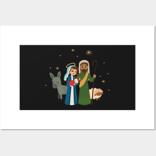 Christmas Nativity Family holding Baby Jesus Posters and Art